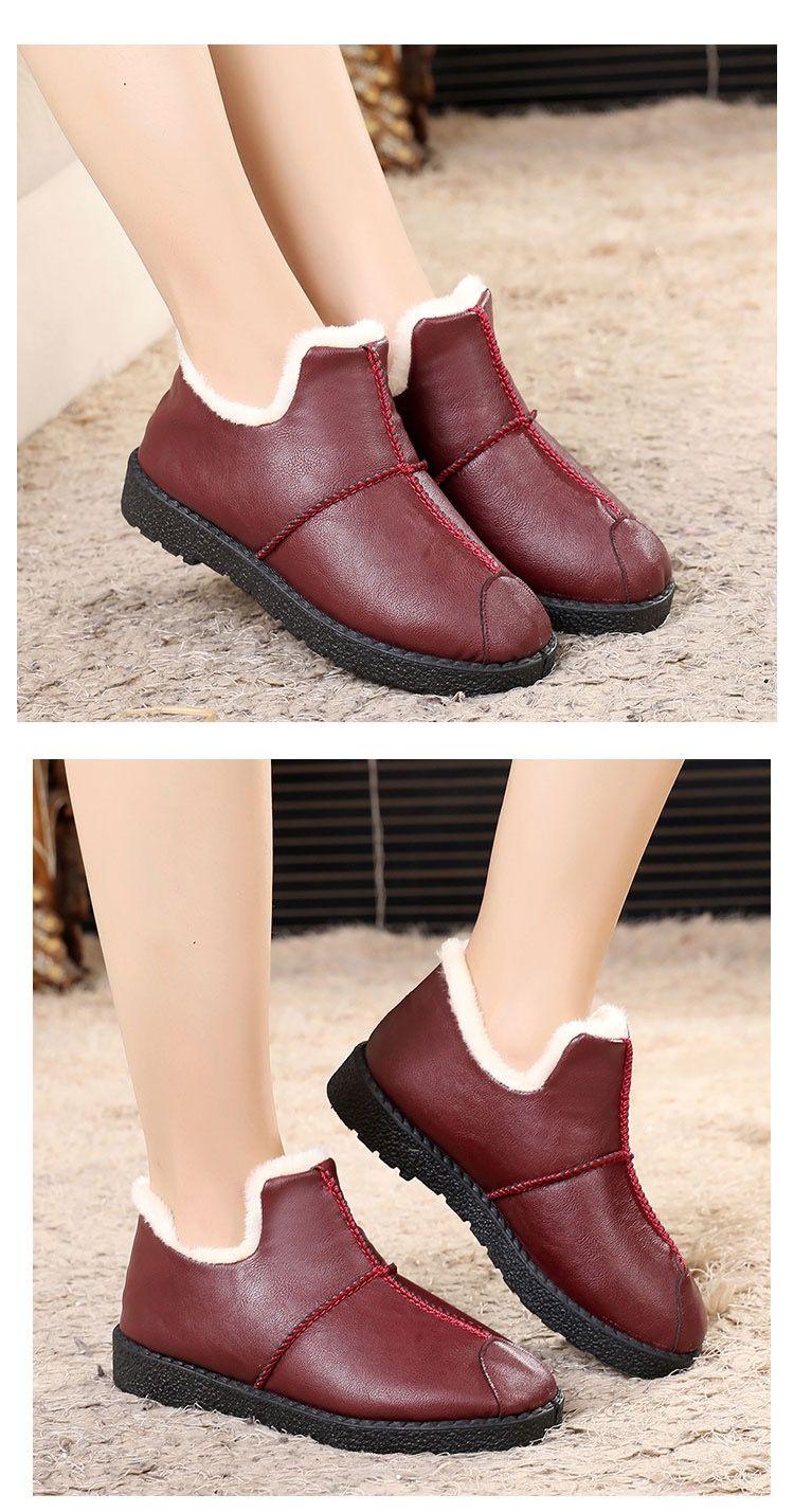 Chaussures d'hiver chaudes de luxe pour femmes Imperméables en peluche et cuir Chaussures en coton pour la maison Quotidien Antidérapantes Semelle souple Doublure en peluche Bottines fourrées chaudes à lacets Plateforme plate Élégantes Confortables Noires