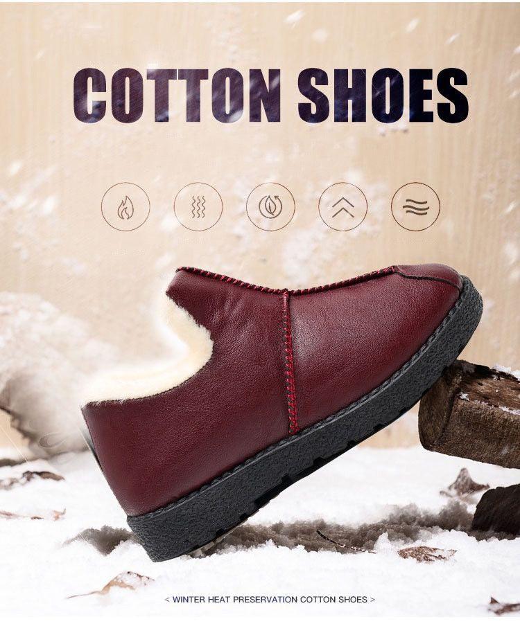 Chaussures d'hiver chaudes de luxe pour femmes Imperméables en peluche et cuir Chaussures en coton pour la maison Quotidien Antidérapantes Semelle souple Doublure en peluche Bottines fourrées chaudes à lacets Plateforme plate Élégantes Confortables Noires