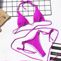 Ensemble bikini 2 pièces pour femme, maillot de bain, licou, croisé devant, taille haute, coupe échancrée, ajustable, avec liens à nouer