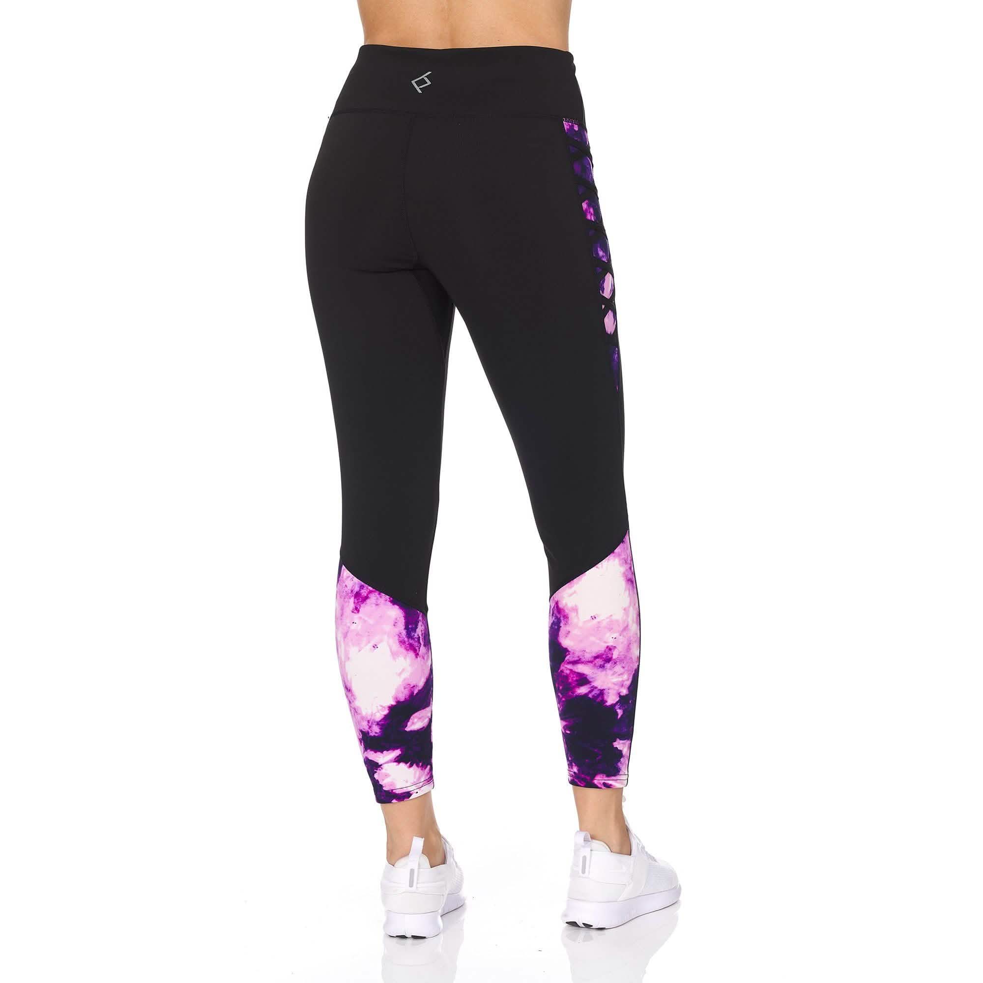 Legging marbré taille haute 7/8 avec détail de treillis pour femme