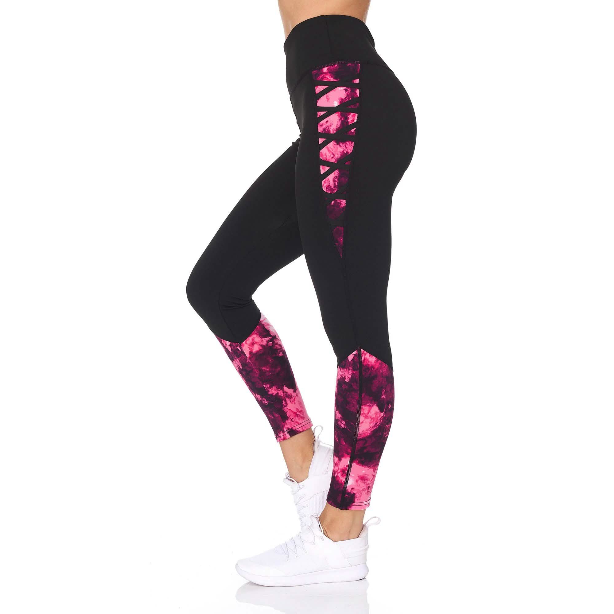 Legging marbré taille haute 7/8 avec détail de treillis pour femme