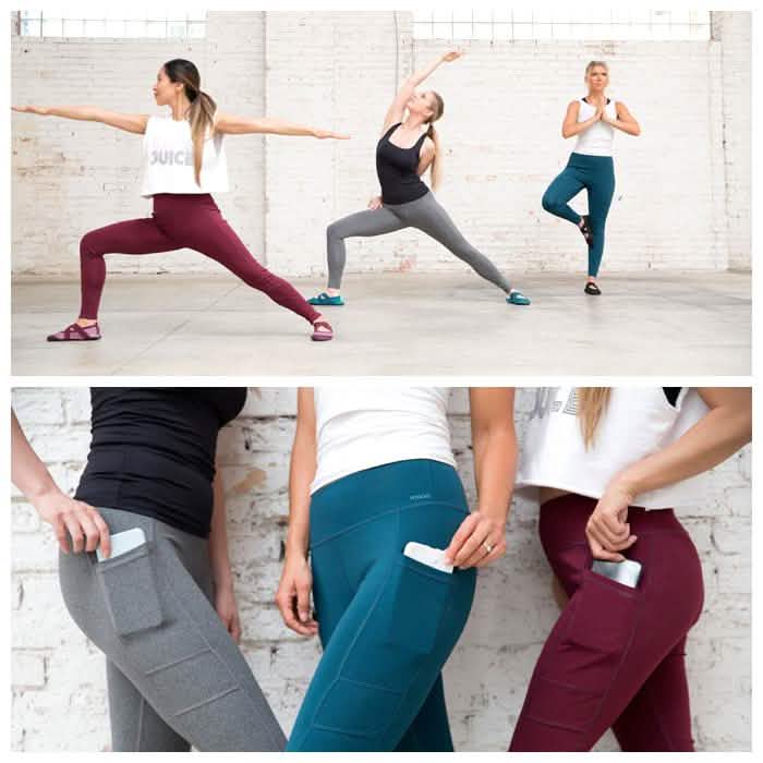 Legging de sport femme taille haute longueur cheville avec poches latérales