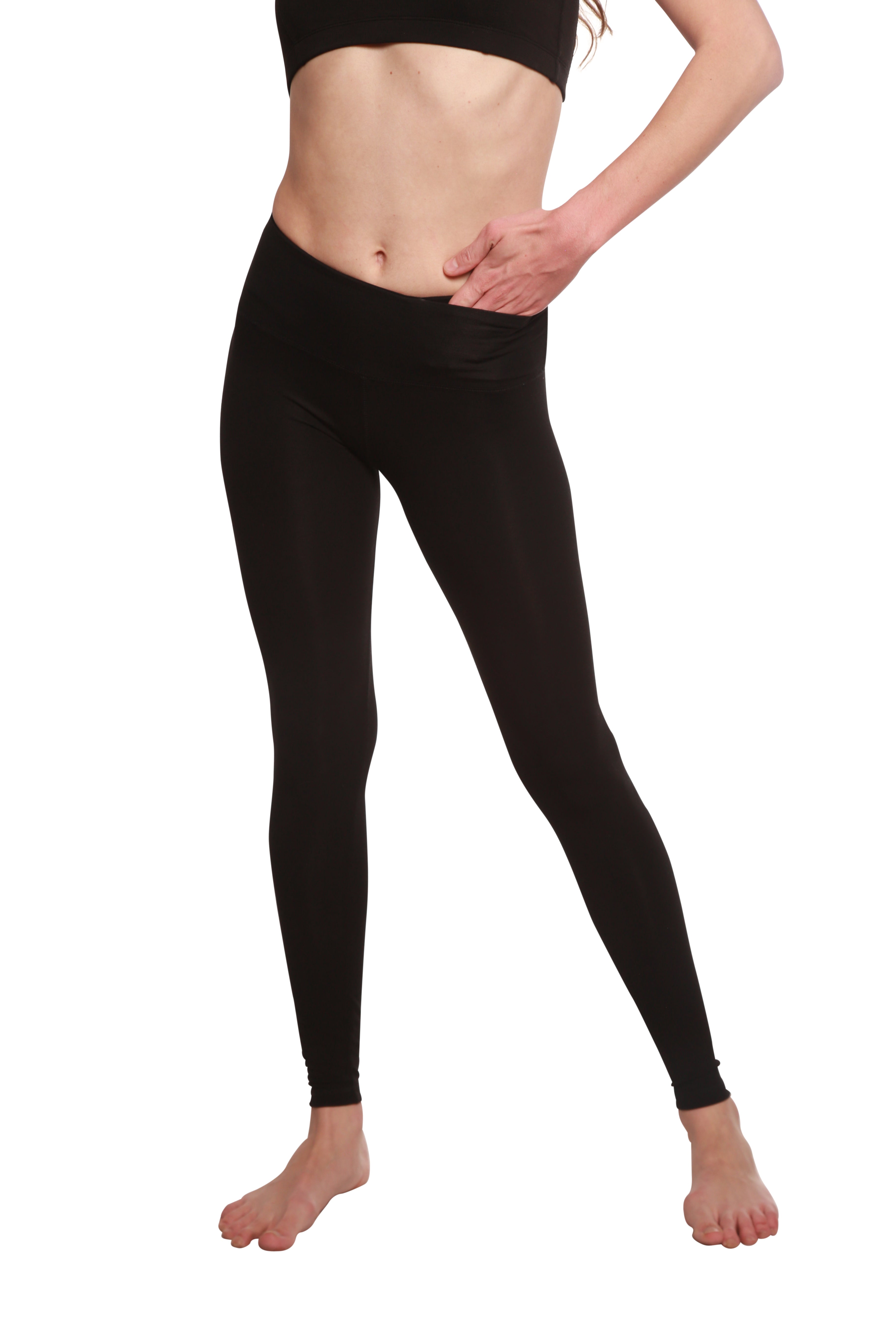 Liquidation Legging pleine longueur en bambou/coton pour femme - Noir