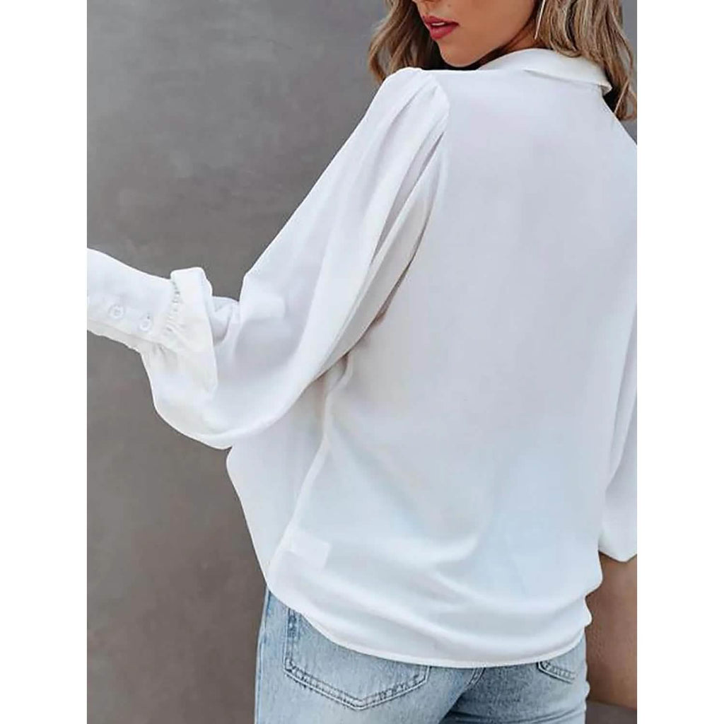 Chemise chemisier femme unie boutonnée manches longues