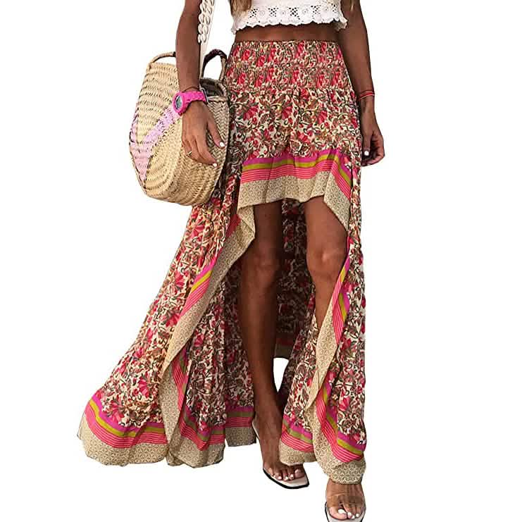 Jupe longue bohème à imprimé floral pour femme