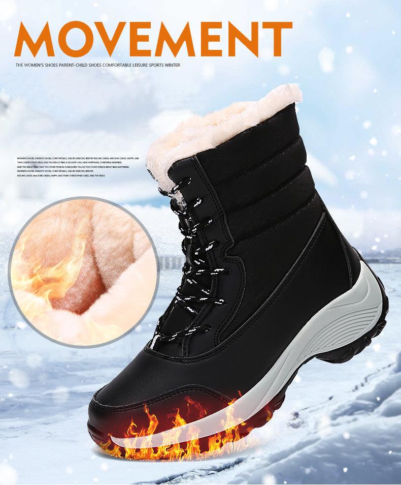 Bottes pour femmes Chaussures d'hiver imperméables Bottes de neige gardant au chaud Bottines d'hiver à talons épais en fourrure Bottines de randonnée imperméables antidérapantes en fourrure chaude pour l'extérieur