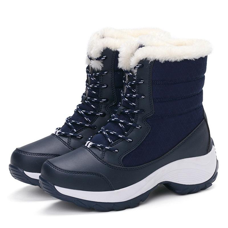 Bottes pour femmes Chaussures d'hiver imperméables Bottes de neige gardant au chaud Bottines d'hiver à talons épais en fourrure Bottines de randonnée imperméables antidérapantes en fourrure chaude pour l'extérieur