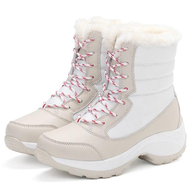 Bottes pour femmes Chaussures d'hiver imperméables Bottes de neige gardant au chaud Bottines d'hiver à talons épais en fourrure Bottines de randonnée imperméables antidérapantes en fourrure chaude pour l'extérieur