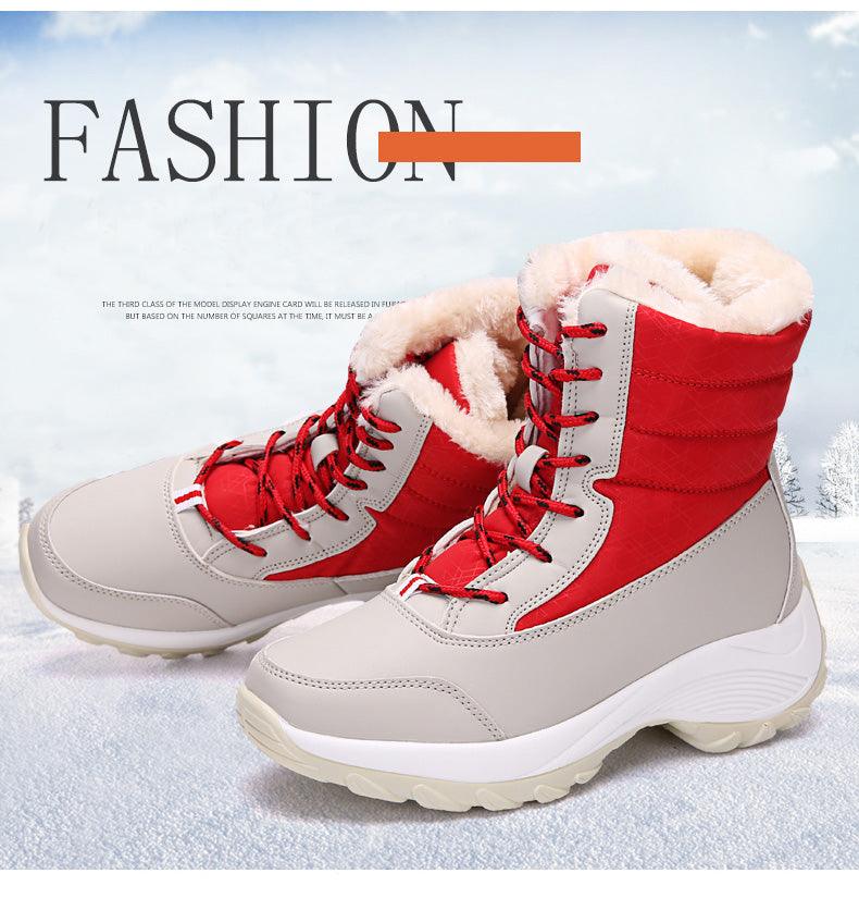 Bottes pour femmes Chaussures d'hiver imperméables Bottes de neige gardant au chaud Bottines d'hiver à talons épais en fourrure Bottines de randonnée imperméables antidérapantes en fourrure chaude pour l'extérieur