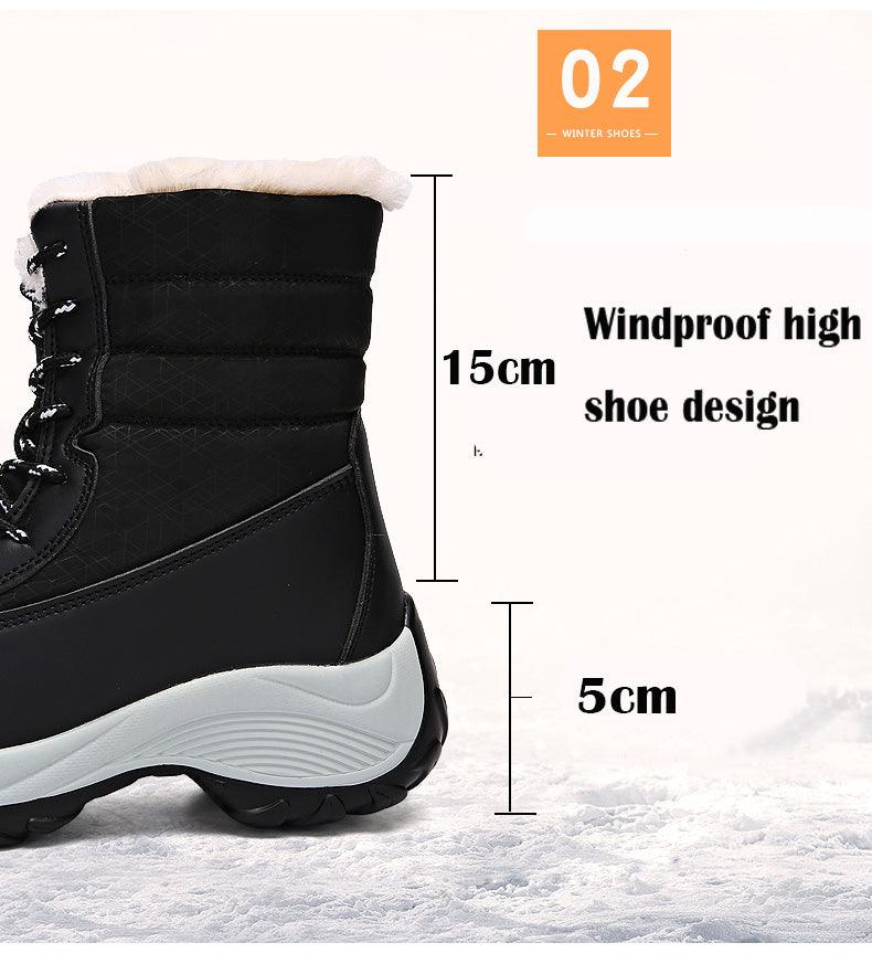 Bottes pour femmes Chaussures d'hiver imperméables Bottes de neige gardant au chaud Bottines d'hiver à talons épais en fourrure Bottines de randonnée imperméables antidérapantes en fourrure chaude pour l'extérieur