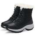 Bottes pour femmes Chaussures d'hiver imperméables Bottes de neige gardant au chaud Bottines d'hiver à talons épais en fourrure Bottines de randonnée imperméables antidérapantes en fourrure chaude pour l'extérieur