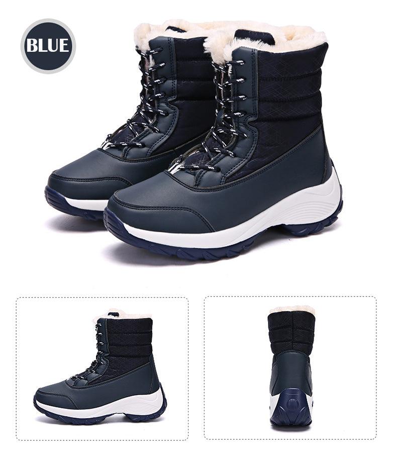 Bottes pour femmes Chaussures d'hiver imperméables Bottes de neige gardant au chaud Bottines d'hiver à talons épais en fourrure Bottines de randonnée imperméables antidérapantes en fourrure chaude pour l'extérieur