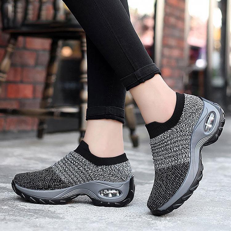 Baskets respirantes pour femmes Nouvelles chaussures en maille pour femmes Chaussures décontractées à coussin d'air à enfiler Chaussures de marche légères en maille respirante Athlétiques Chaussures de course Baskets chaussettes mode à enfiler