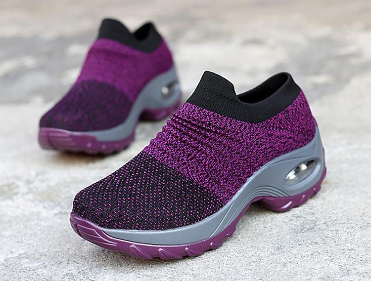 Baskets respirantes pour femmes Nouvelles chaussures en maille pour femmes Chaussures décontractées à coussin d'air à enfiler Chaussures de marche légères en maille respirante Athlétiques Chaussures de course Baskets chaussettes mode à enfiler
