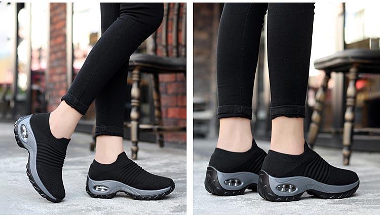 Baskets respirantes pour femmes Nouvelles chaussures en maille pour femmes Chaussures décontractées à coussin d'air à enfiler Chaussures de marche légères en maille respirante Athlétiques Chaussures de course Baskets chaussettes mode à enfiler