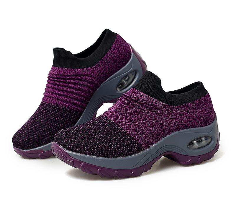 Baskets respirantes pour femmes Nouvelles chaussures en maille pour femmes Chaussures décontractées à coussin d'air à enfiler Chaussures de marche légères en maille respirante Athlétiques Chaussures de course Baskets chaussettes mode à enfiler