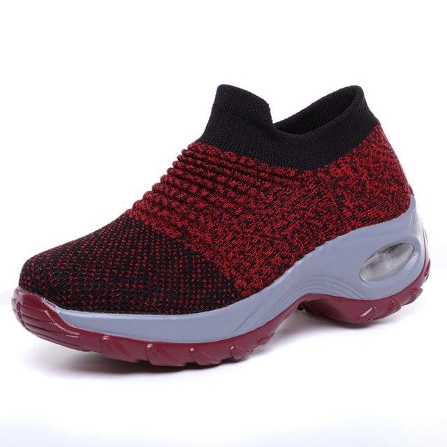 Baskets respirantes pour femmes Nouvelles chaussures en maille pour femmes Chaussures décontractées à coussin d'air à enfiler Chaussures de marche légères en maille respirante Athlétiques Chaussures de course Baskets chaussettes mode à enfiler