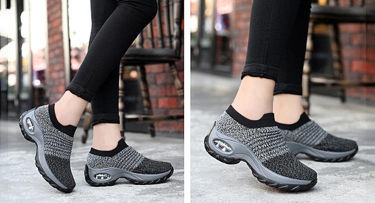 Baskets respirantes pour femmes Nouvelles chaussures en maille pour femmes Chaussures décontractées à coussin d'air à enfiler Chaussures de marche légères en maille respirante Athlétiques Chaussures de course Baskets chaussettes mode à enfiler