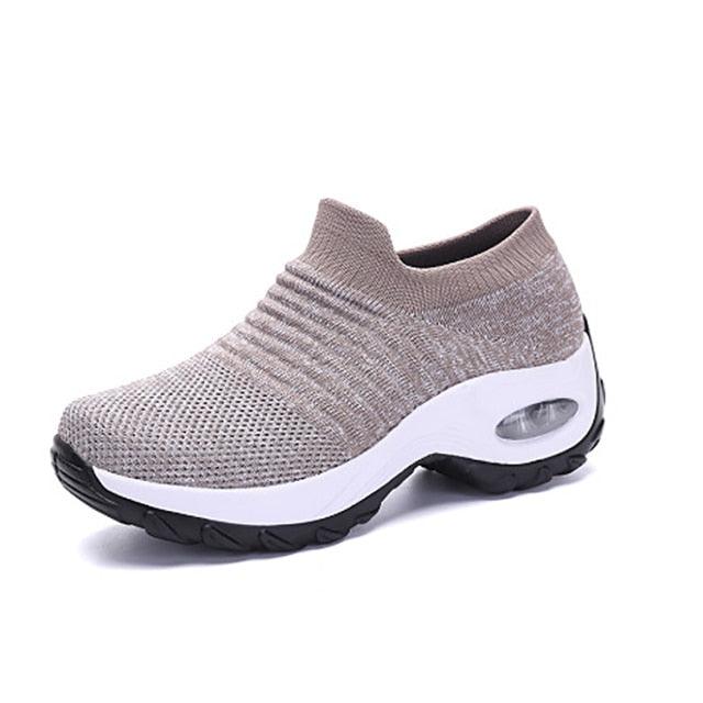Baskets respirantes pour femmes Nouvelles chaussures en maille pour femmes Chaussures décontractées à coussin d'air à enfiler Chaussures de marche légères en maille respirante Athlétiques Chaussures de course Baskets chaussettes mode à enfiler