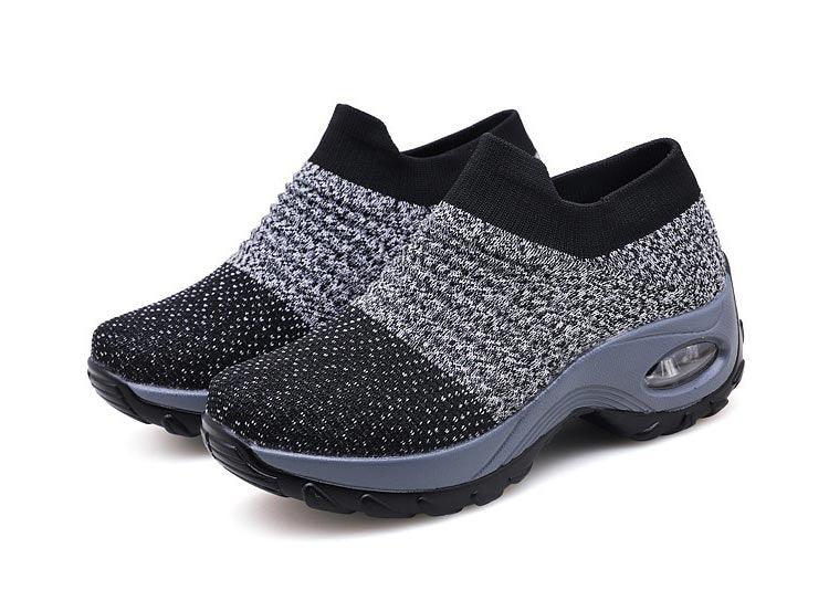 Baskets respirantes pour femmes Nouvelles chaussures en maille pour femmes Chaussures décontractées à coussin d'air à enfiler Chaussures de marche légères en maille respirante Athlétiques Chaussures de course Baskets chaussettes mode à enfiler