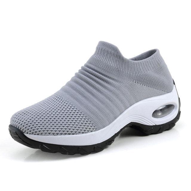 Baskets respirantes pour femmes Nouvelles chaussures en maille pour femmes Chaussures décontractées à coussin d'air à enfiler Chaussures de marche légères en maille respirante Athlétiques Chaussures de course Baskets chaussettes mode à enfiler