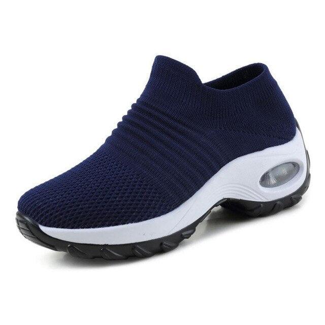 Baskets respirantes pour femmes Nouvelles chaussures en maille pour femmes Chaussures décontractées à coussin d'air à enfiler Chaussures de marche légères en maille respirante Athlétiques Chaussures de course Baskets chaussettes mode à enfiler
