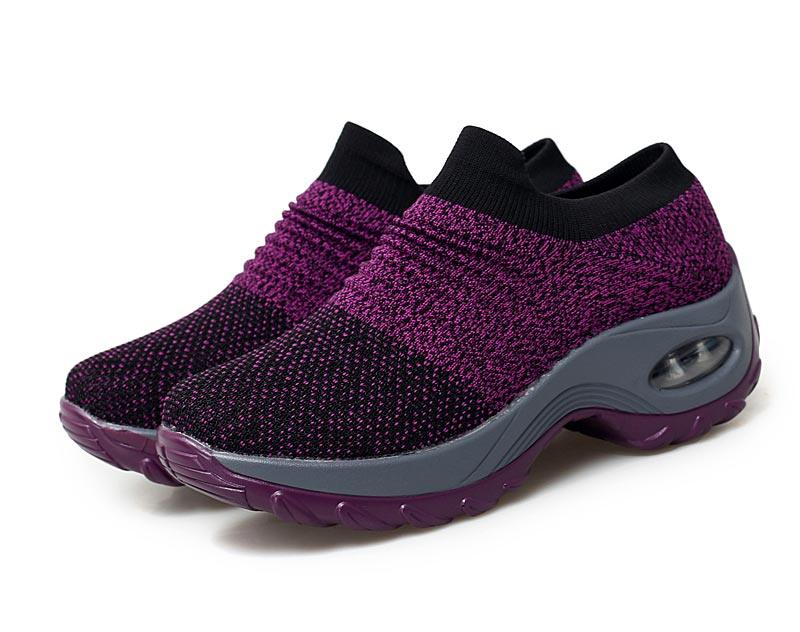 Baskets respirantes pour femmes Nouvelles chaussures en maille pour femmes Chaussures décontractées à coussin d'air à enfiler Chaussures de marche légères en maille respirante Athlétiques Chaussures de course Baskets chaussettes mode à enfiler