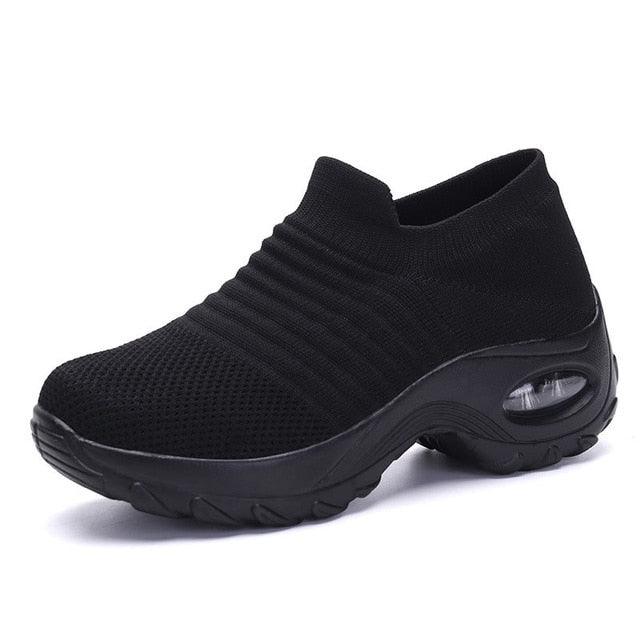 Baskets respirantes pour femmes Nouvelles chaussures en maille pour femmes Chaussures décontractées à coussin d'air à enfiler Chaussures de marche légères en maille respirante Athlétiques Chaussures de course Baskets chaussettes mode à enfiler