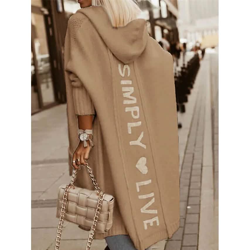 Cardigan Femme Tricoté Lettre Personnalisé Élégant Décontracté Manches Longues
