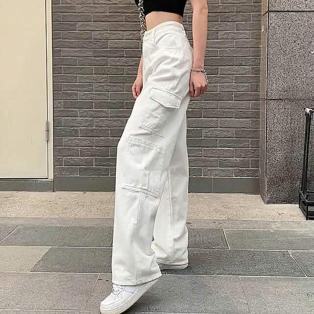Pantalon Cargo Femme Taille Mi-Haute