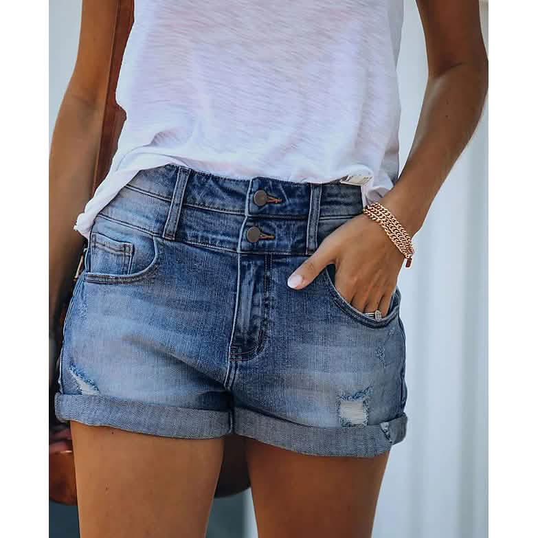 Short en jean décontracté pour femme