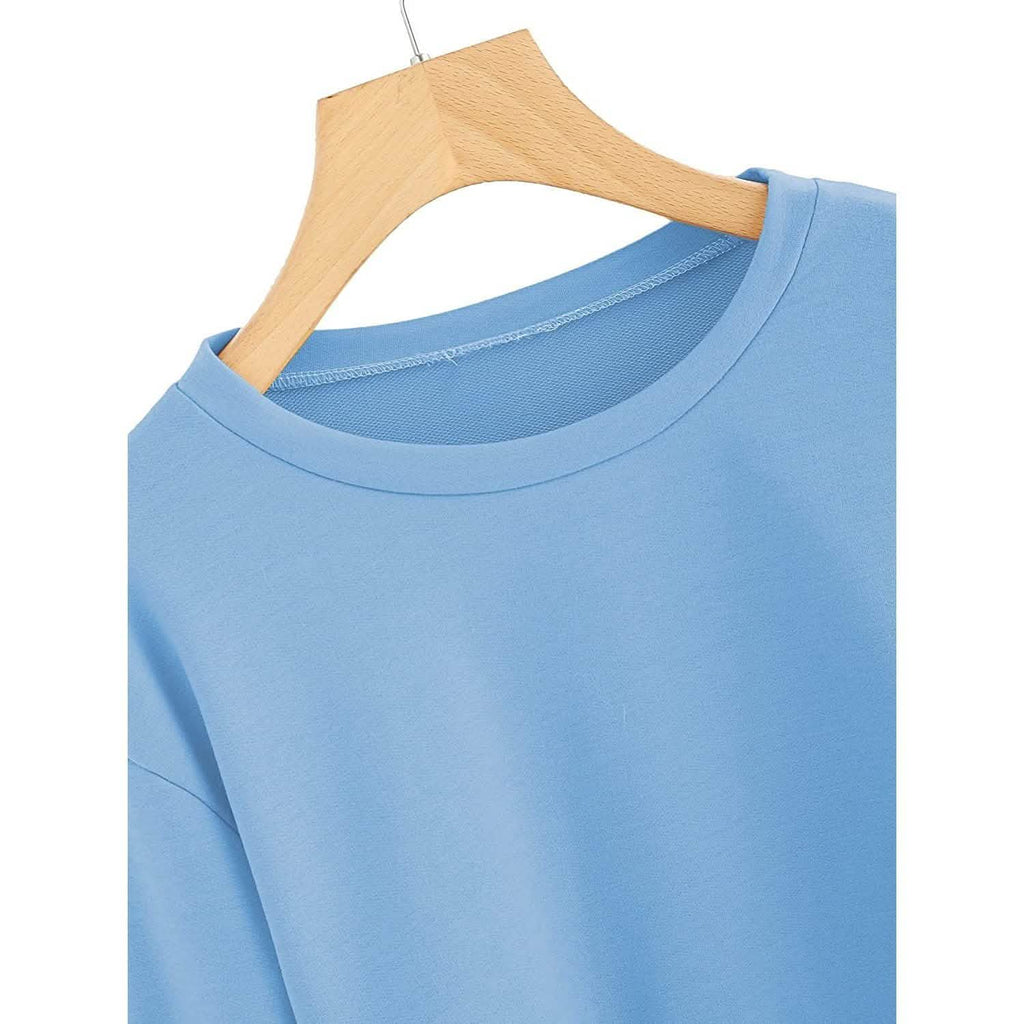 Sweat-shirt court à manches longues et lacets décontracté pour femme