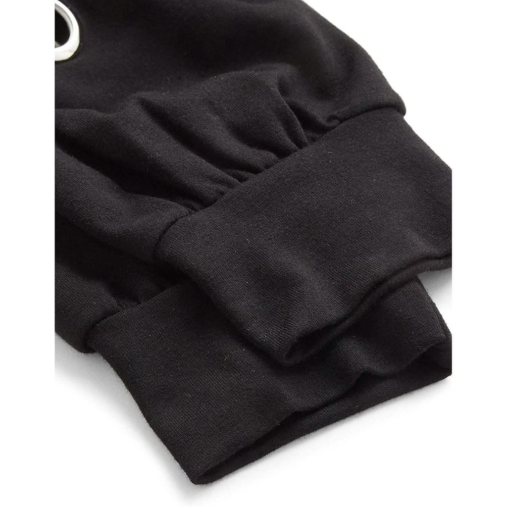 Sweat-shirt court à manches longues et lacets décontracté pour femme