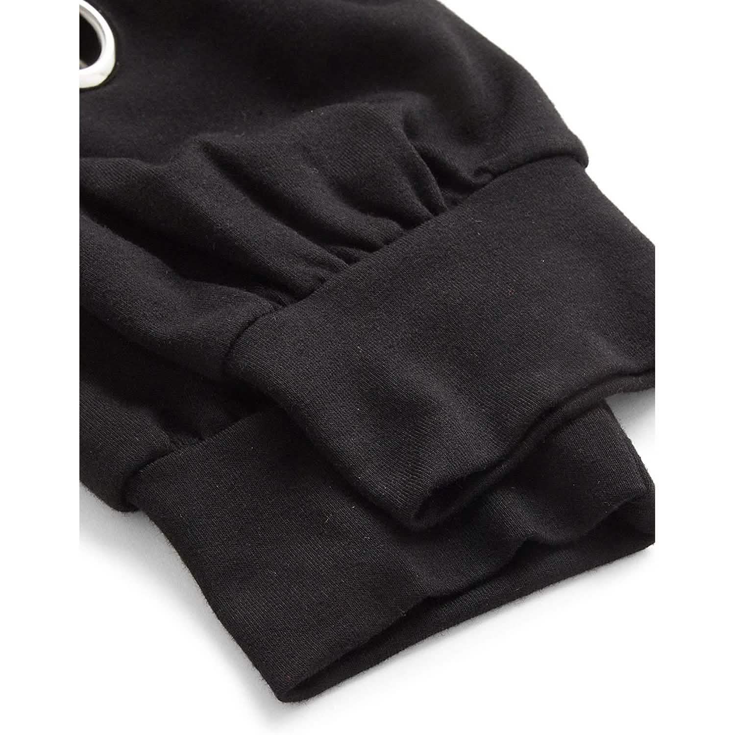 Sweat-shirt court à manches longues et lacets décontracté pour femme