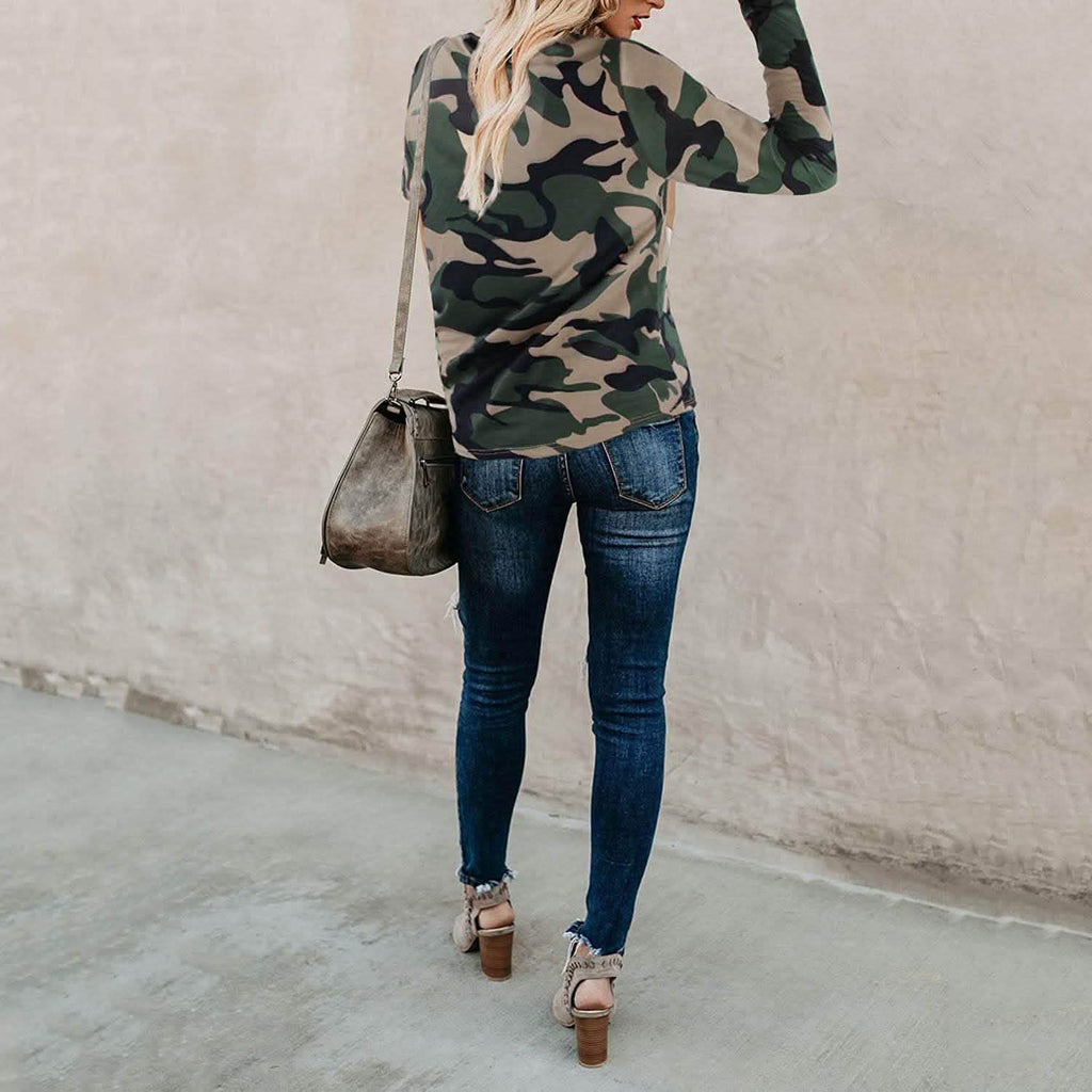Haut décontracté pour femme imprimé léopard Manches longues T-shirt Blouse mignonne Tees graphiques