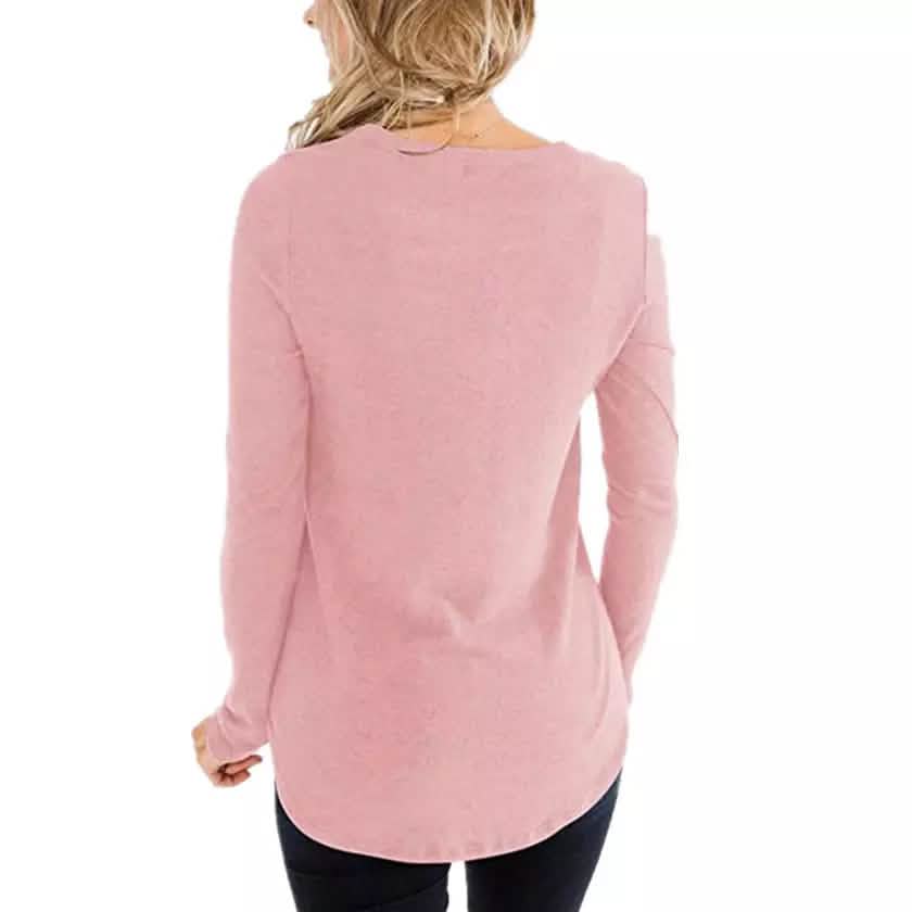 Haut basique pour femme, t-shirt décontracté à manches longues, col en V croisé