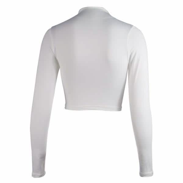 Crop top à manches longues décontracté à col rond pour femme