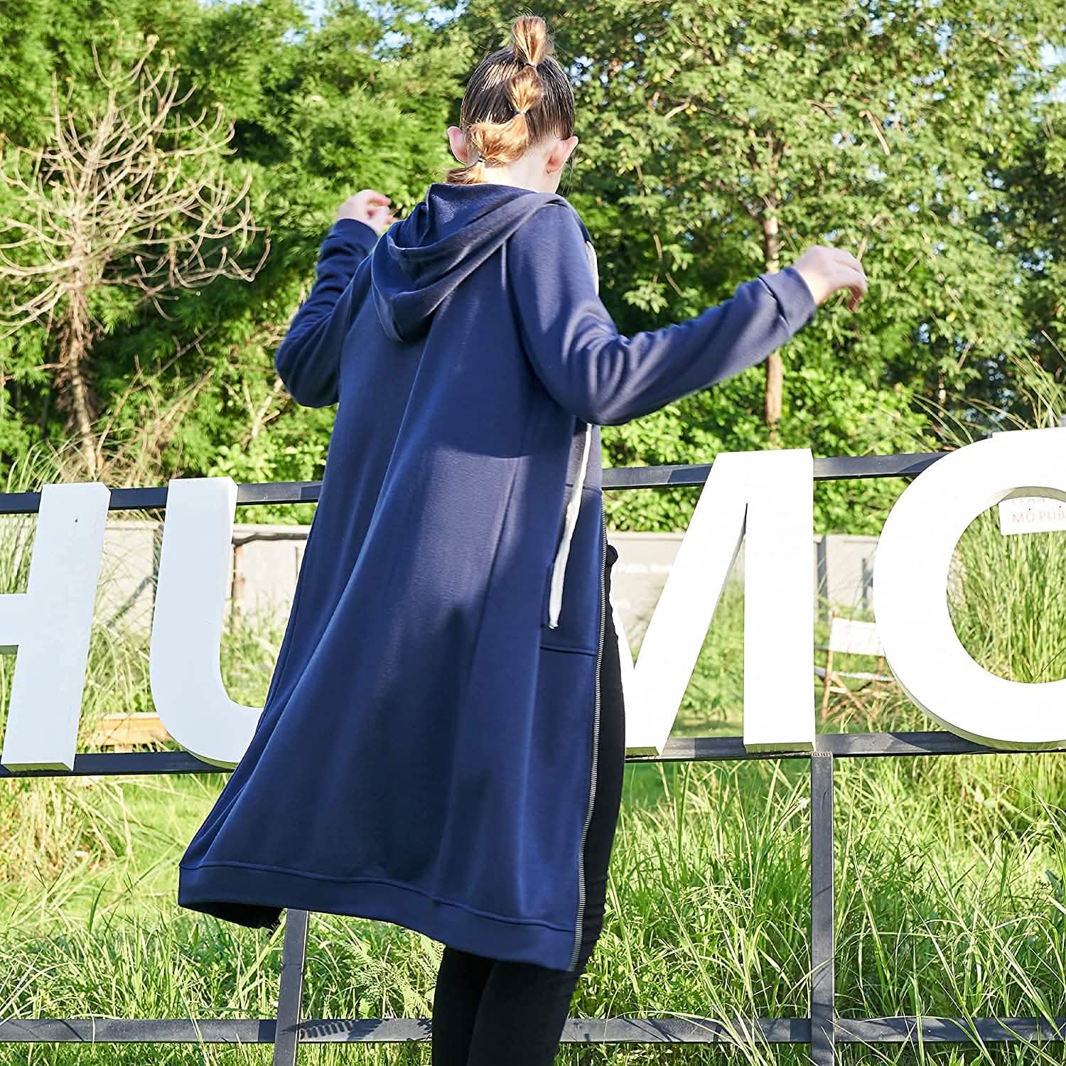 Sweats à capuche zippés décontractés pour femmes, tuniques longues, vestes de survêtement, sweat à capuche tendance grande taille avec poches