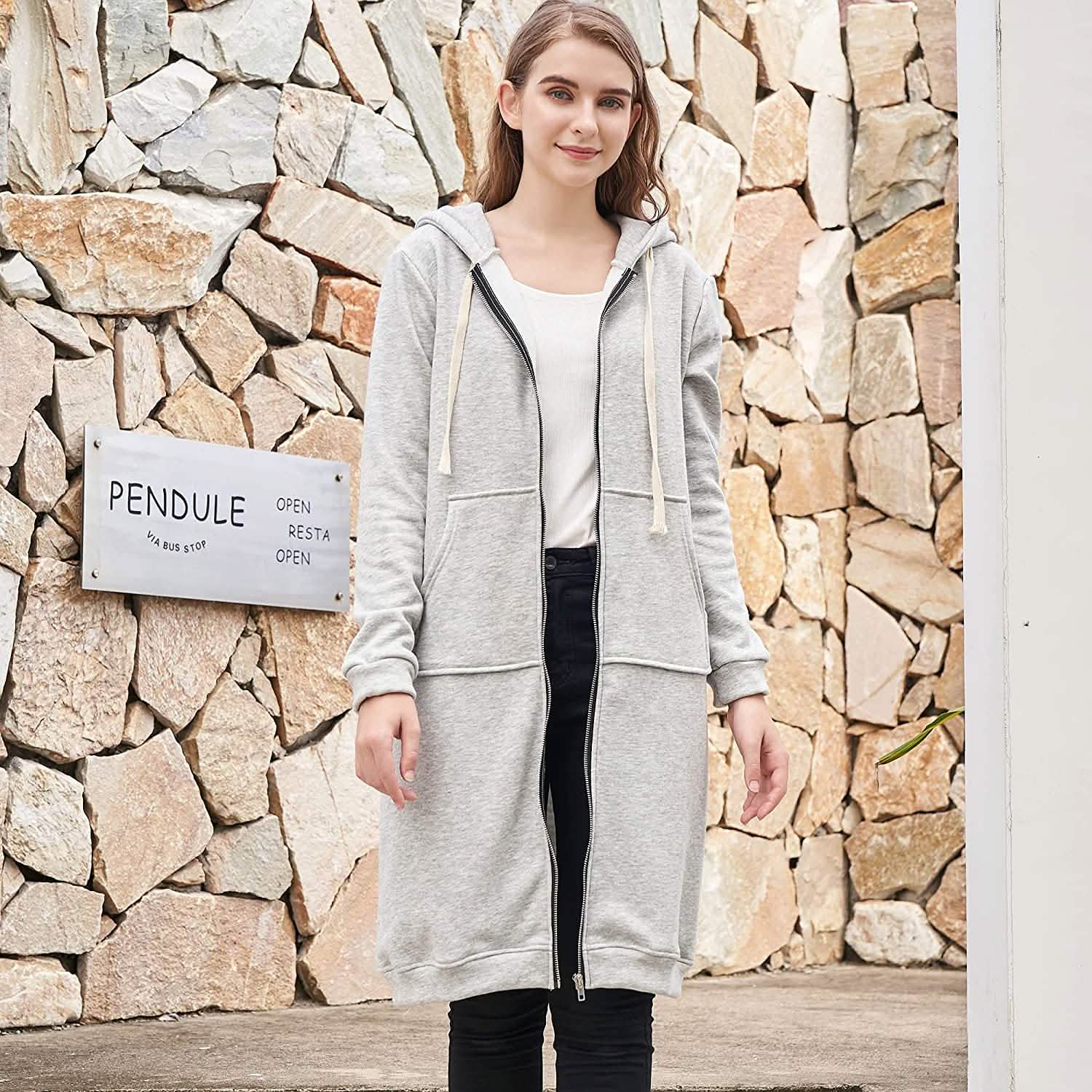 Sweats à capuche zippés décontractés pour femmes, tuniques longues, vestes de survêtement, sweat à capuche tendance grande taille avec poches