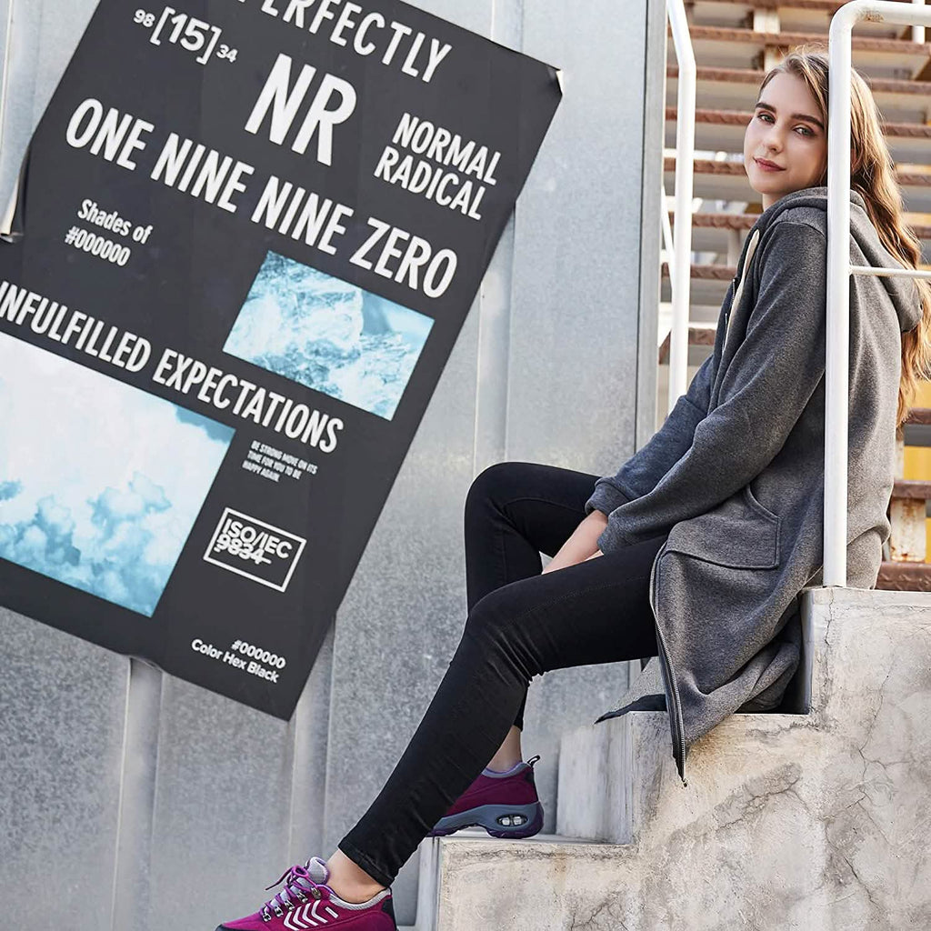 Sweats à capuche zippés décontractés pour femmes, tuniques longues, vestes de survêtement, sweat à capuche tendance grande taille avec poches