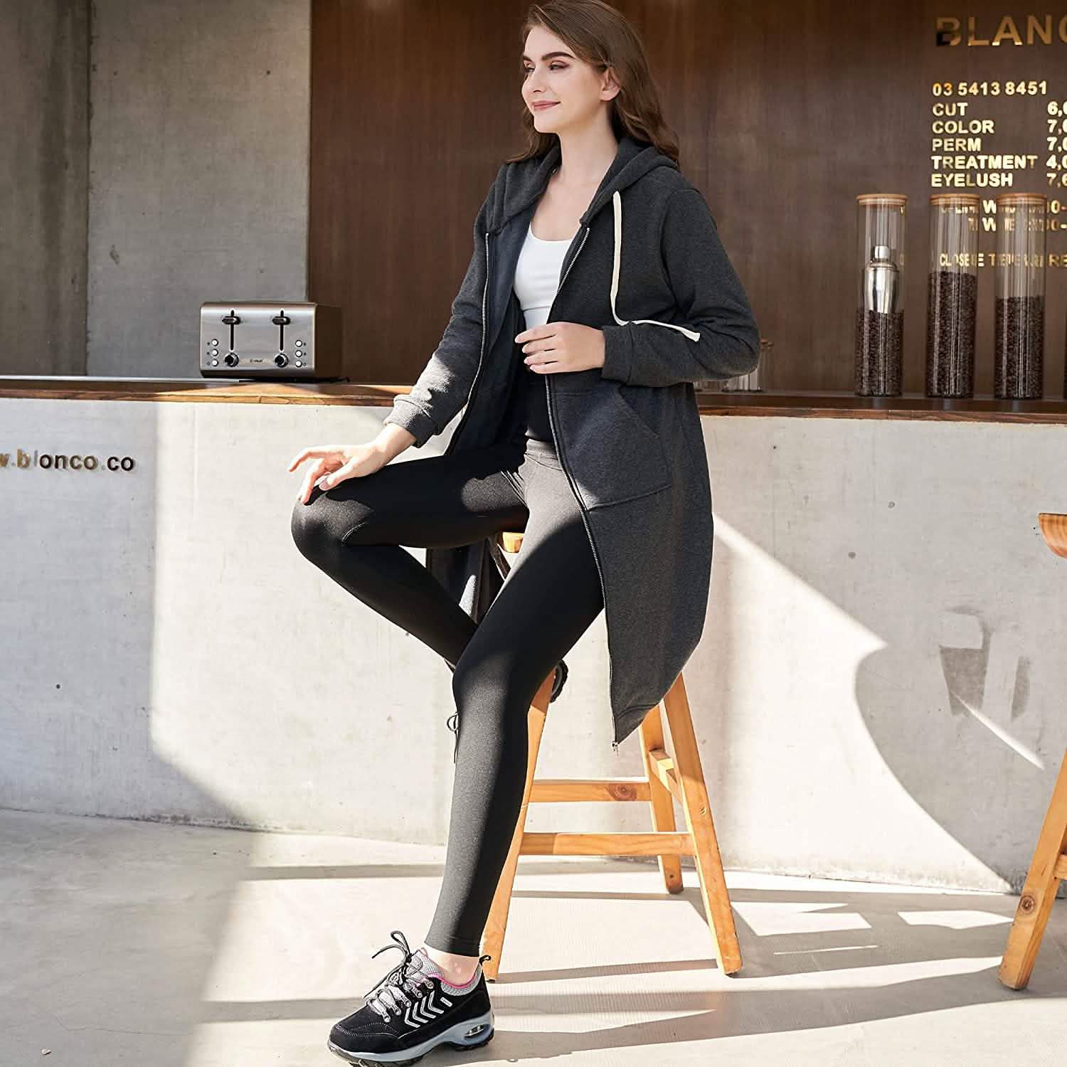 Sweats à capuche zippés décontractés pour femmes, tuniques longues, vestes de survêtement, sweat à capuche tendance grande taille avec poches