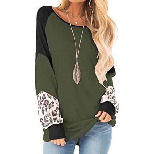 Sweat-shirt Femme Léopard et Blocs de Couleurs