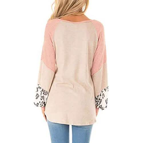 Sweat-shirt Femme Léopard et Blocs de Couleurs