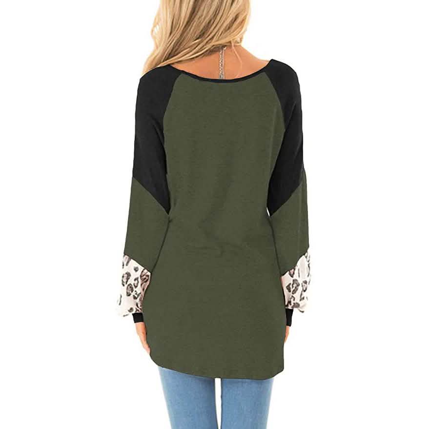 Sweat-shirt Femme Léopard et Blocs de Couleurs