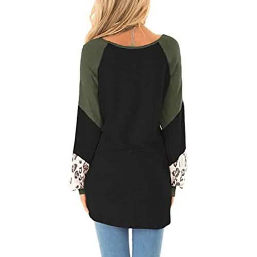 Sweat-shirt Femme Léopard et Blocs de Couleurs