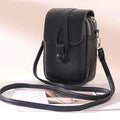Sac bandoulière en cuir uni pour femme avec portefeuille