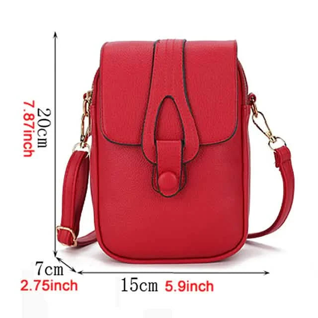 Sac bandoulière en cuir uni pour femme avec portefeuille