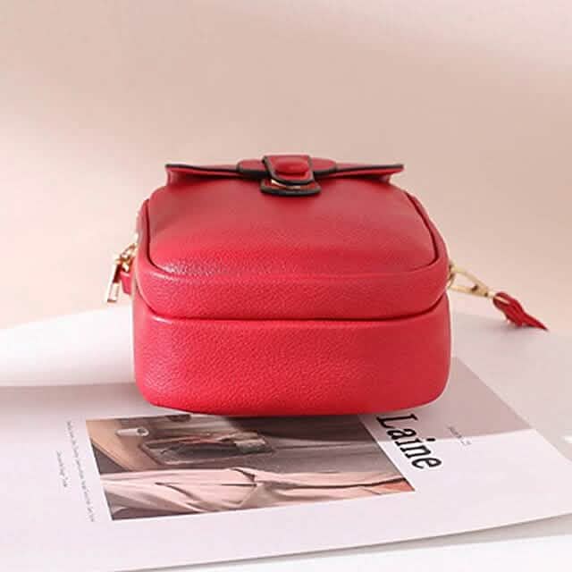 Sac bandoulière en cuir uni pour femme avec portefeuille