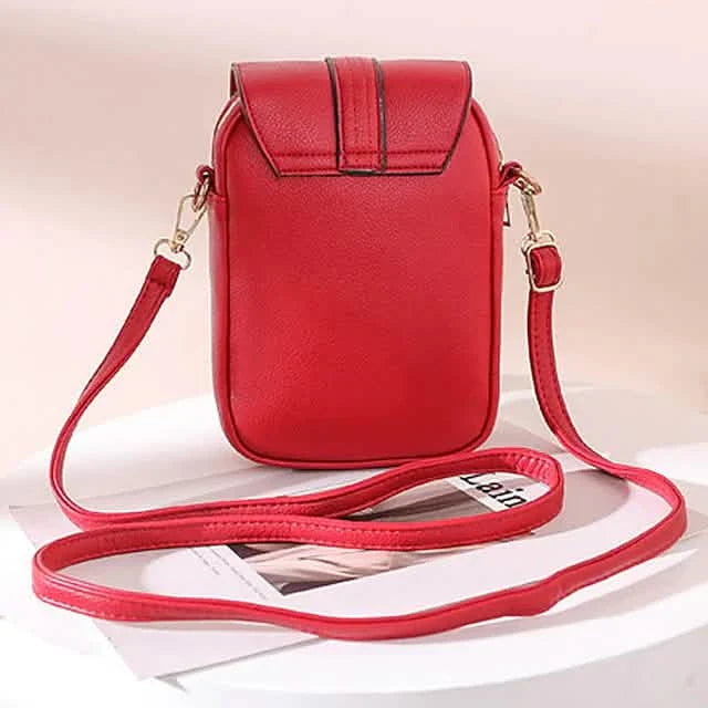 Sac bandoulière en cuir uni pour femme avec portefeuille