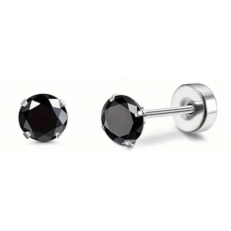 Boucles d'oreilles plates en acier chirurgical et oxyde de zirconium pour femme